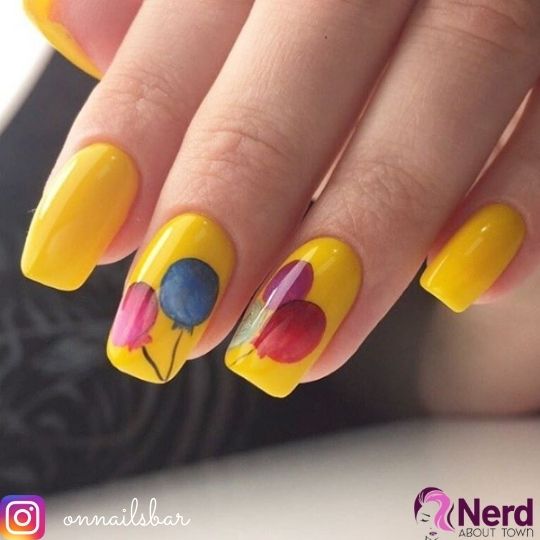 yellow birthday nails