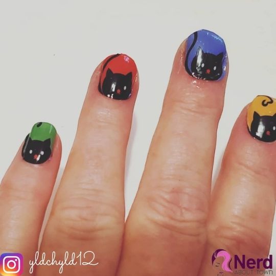 colorful cat nail designs