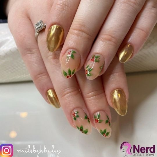 gold christmas nails