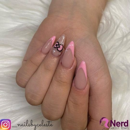 pink v tip nails
