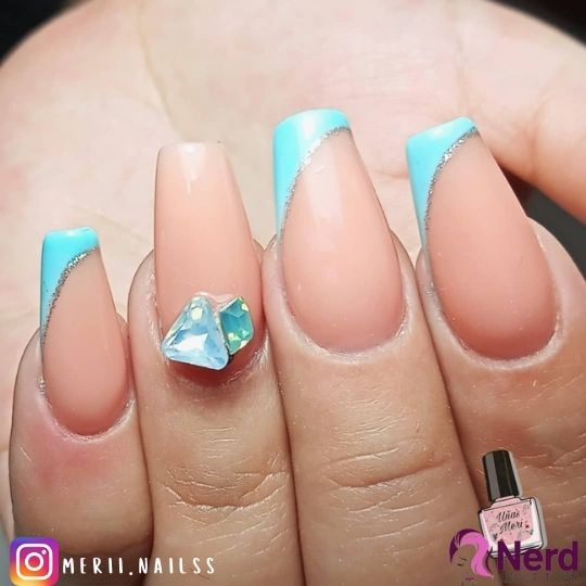light blue french tips nails