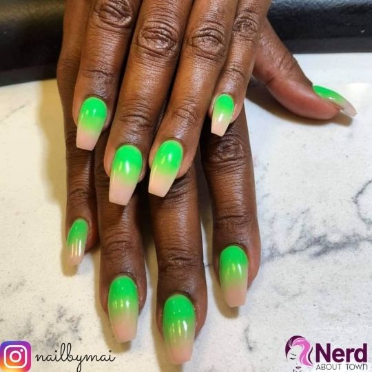 ombre lime green coffin nails