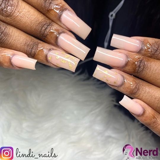 Beige Ombre Nails with gold