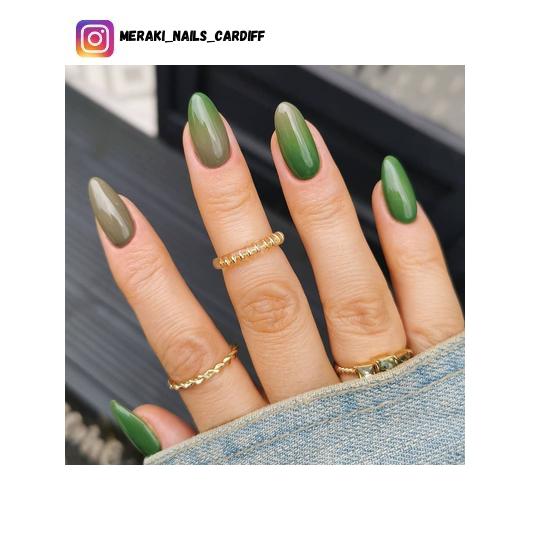 cute olive green ombre nails