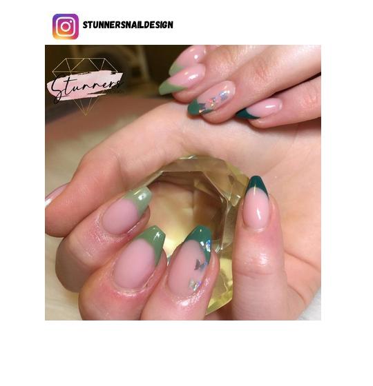 gel olive green ombre nails