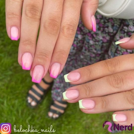 pink and green nail design
