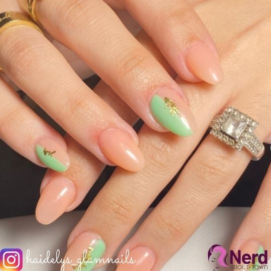 Stylish pink and green nails
