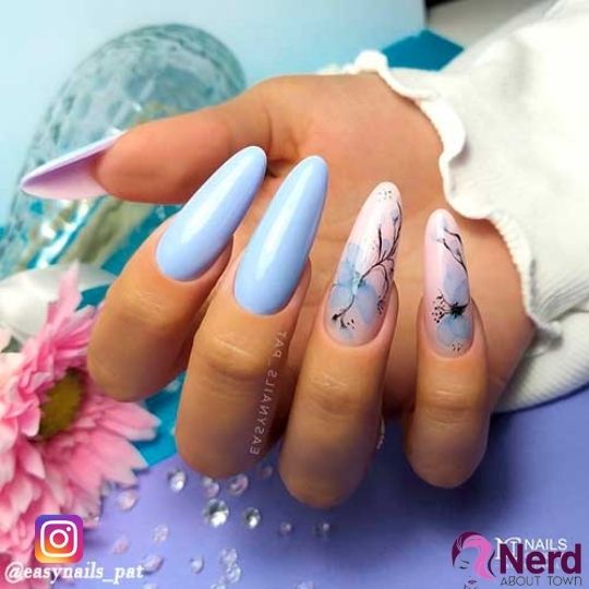 pink and light blue nails