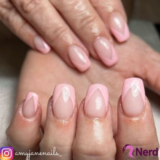 pink v french tip nails