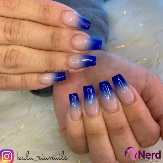 royal blue ombre nail design