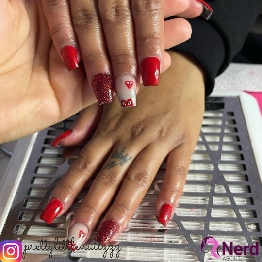 short red acrylic nails