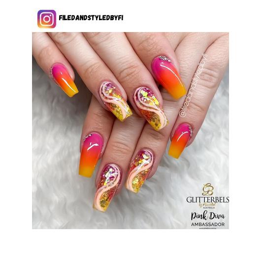 sunset nail art