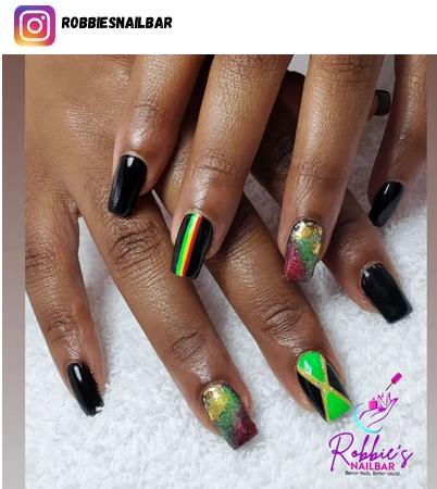 Jamaican nail polish design