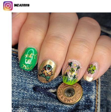 St Patrick's Day nail art