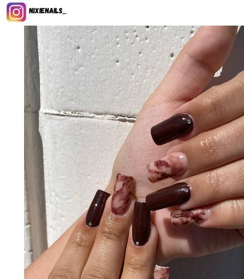 brown marble nail art