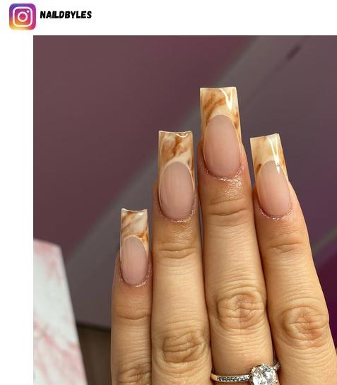 brown marble nail design