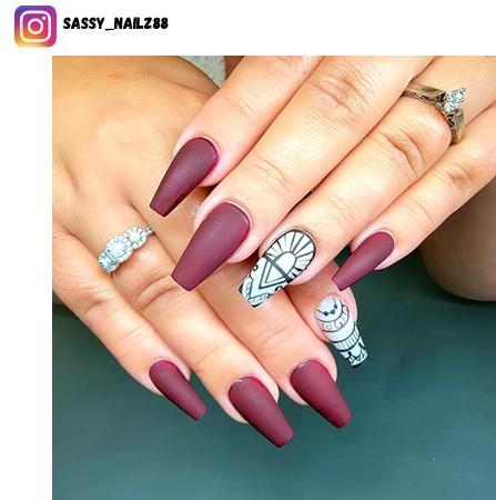 bergundy nail polish design