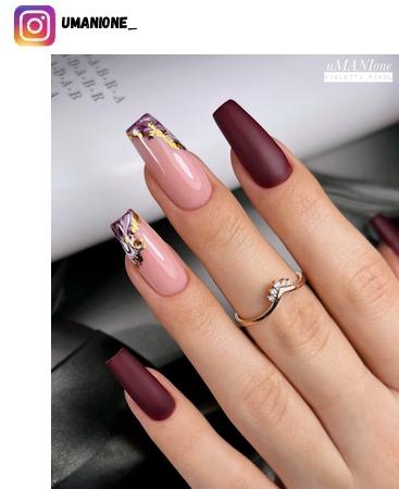 bergundy nail design