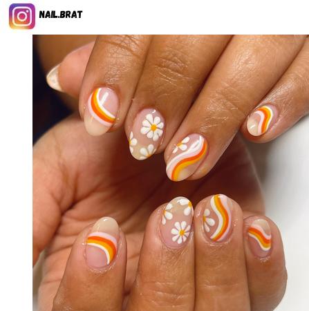 daisy nail polish design