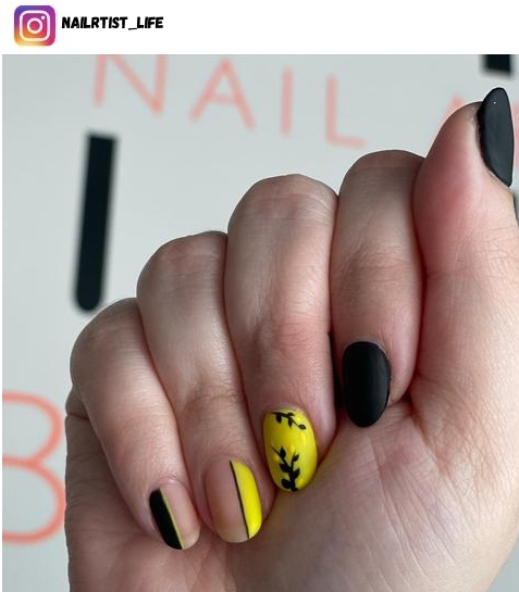 matte black design nail design