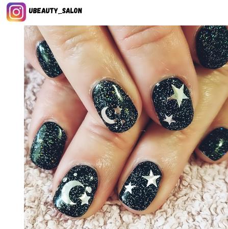 moon and stars nail design