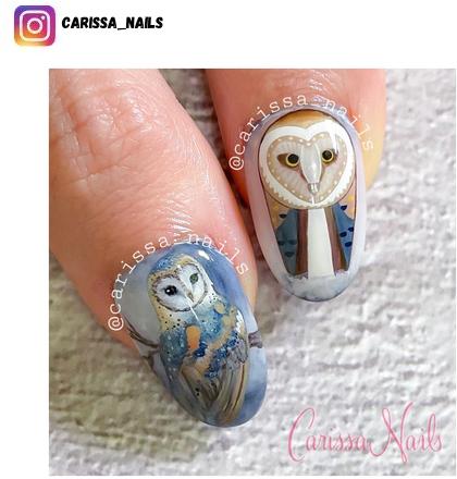 owl nail polish design