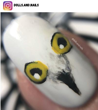owl nail polish design