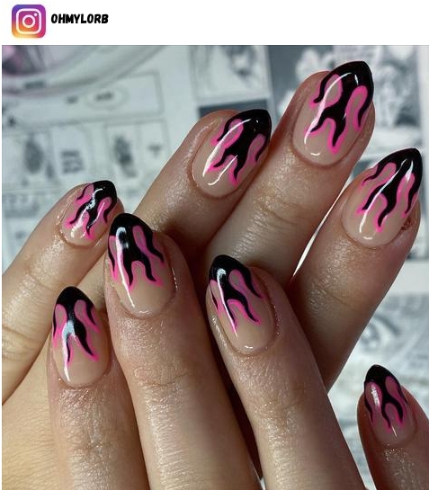 pink and black nail art