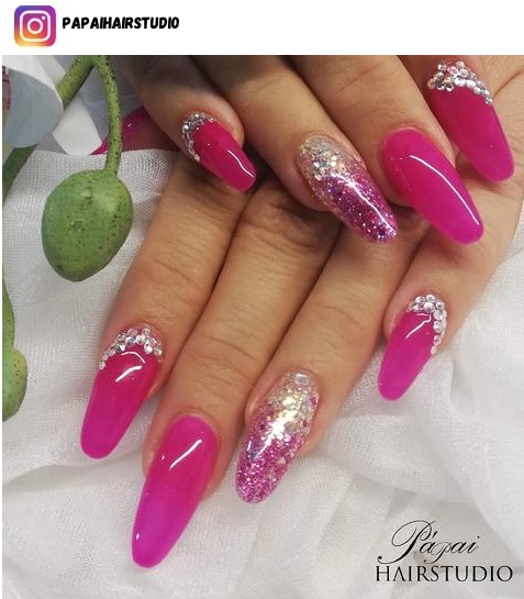 pink and diamond nail design ideas