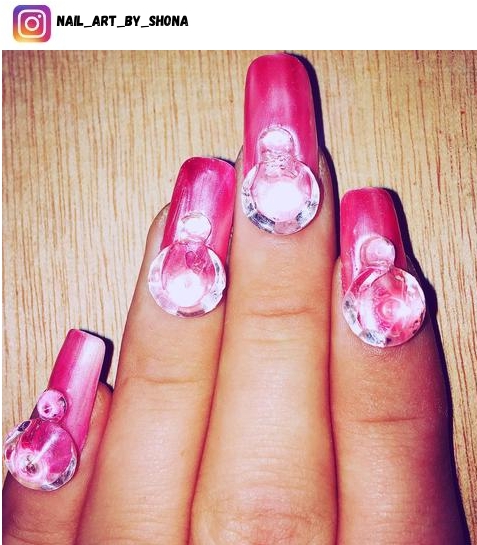 pink and diamond nail design ideas