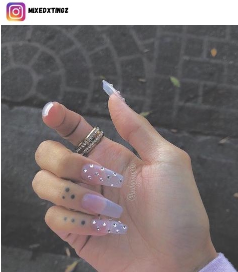 pink and diamond nail art