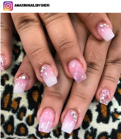 pink and diamond nail design