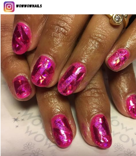 pink and diamond nails