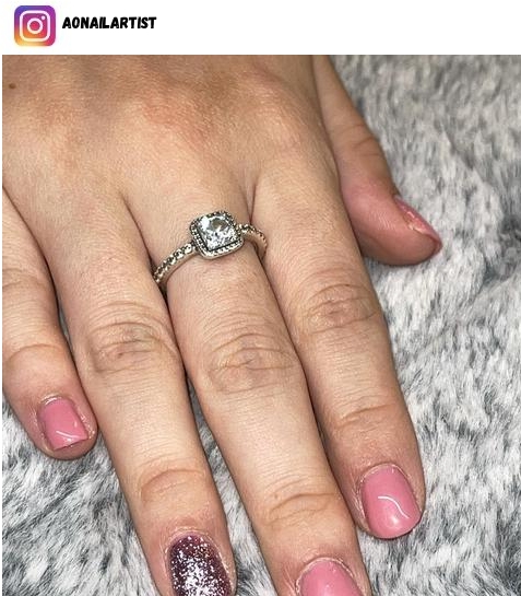 pink and diamond nail designs