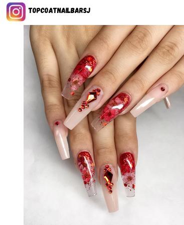 red acrylic nail design ideas