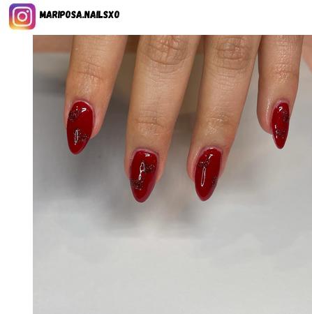 red acrylic nail polish design