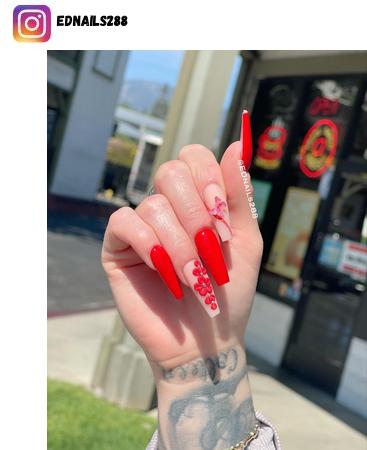 red acrylic nail design ideas