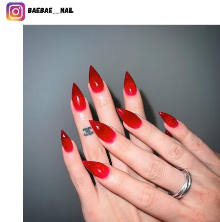 red acrylic nail art