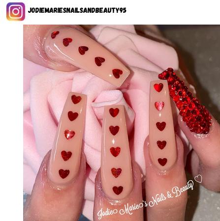 red acrylic nail polish design