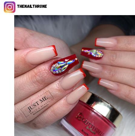 red acrylic nail designs