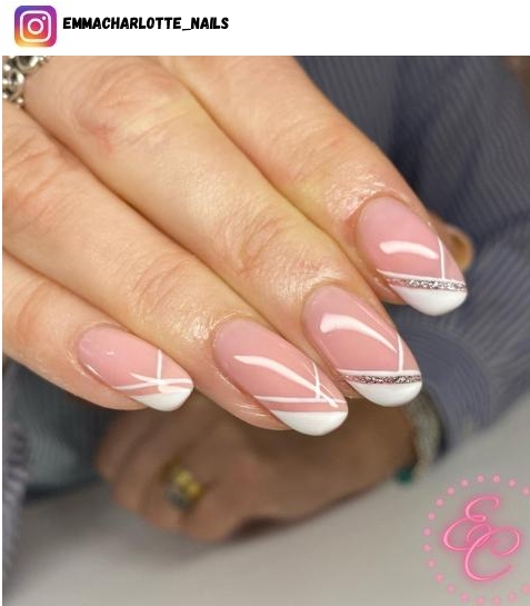 short pink and white nail art