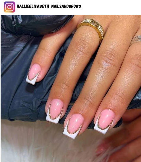 short pink and white nail designs