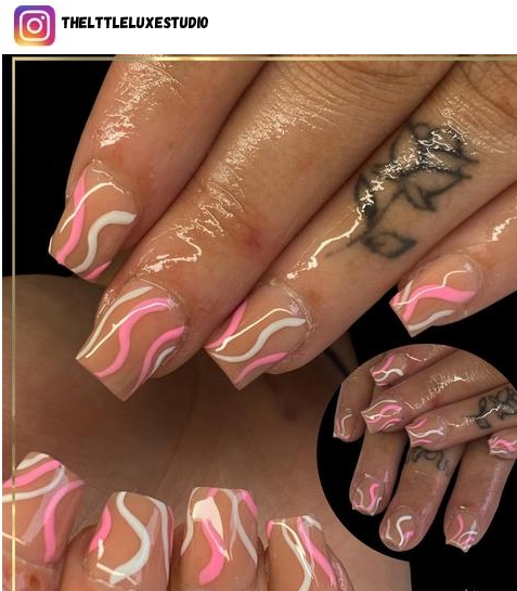 short pink and white nail designs
