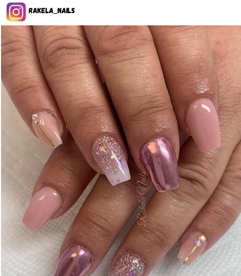 short pink and white nail design