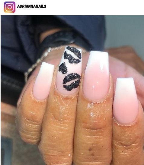 short pink and white nail art