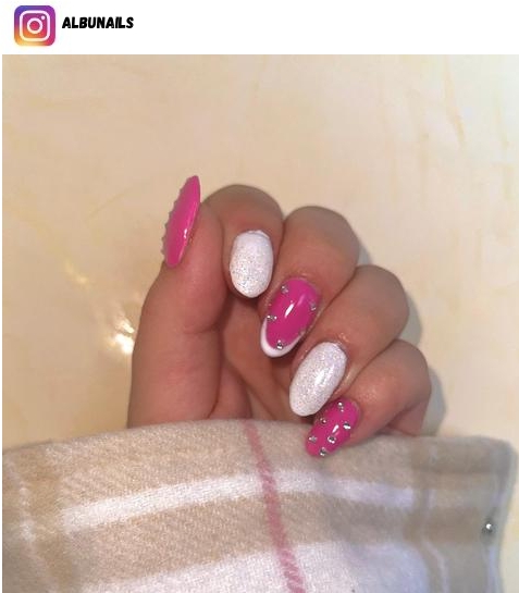 short pink and white nails