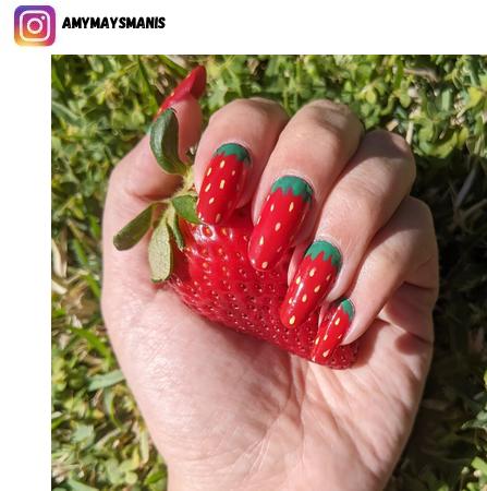 strawberry nail polish design