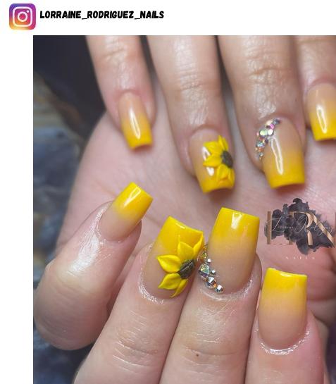 sunflower nail polish design
