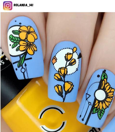 sunflower nail design ideas