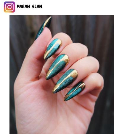 teal nail polish design